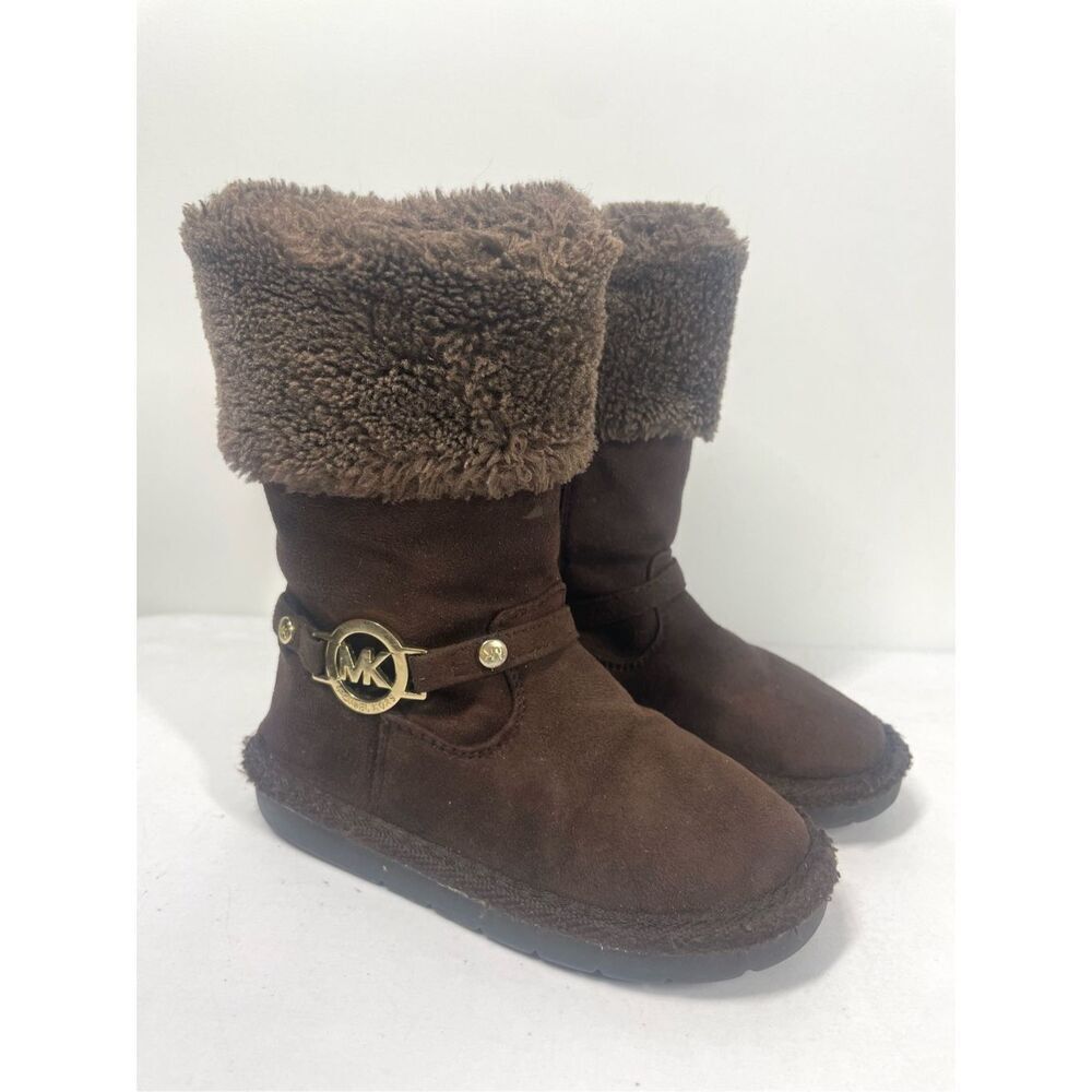 Michael Kors Chocolate Faux Fur Suede Tall Boots Toddler Size 8